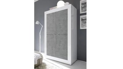 Highboard Anrichte Kommode Basic weiß Hochglanz lack Beton Wohnzimmer 102 cm - Bild 1 von 4