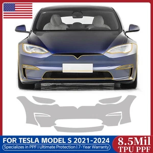 2021-2025 Tesla Model S Front Bumper PreCut Paint Protection Film Clear TPU PPF - Picture 1 of 17
