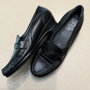 SAS Easier Wedge Loafers Womens Size 8.5 N Black Leather Tripad Comfort USA - Picture 1 of 9