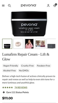 Pevonia Lumafirm Repair Cream Lift Glow, 50ml/1.7oz Brand New/Sealed In Box. - Image 1 of 4