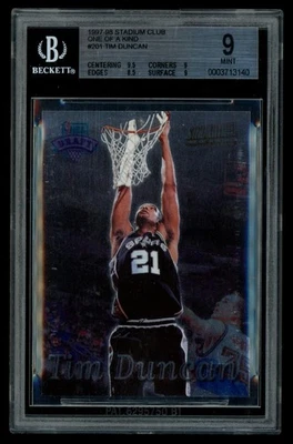 1997-98 Stadium Club #201 Tim Duncan One of a Kind /150 Rookie BGS 9 RC Spurs - Image 1 of 2