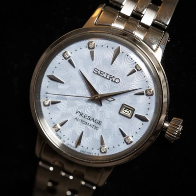 Seiko Presage Cocktail Time Diamond Twist Light Blue 30mm SRE007J1 - Image 1 of 4