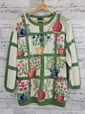 Suéter Cambridge Dry Goods Ramie Algodón Cottagecore Floral Bordado Para Mujer M Foto 1 de 4