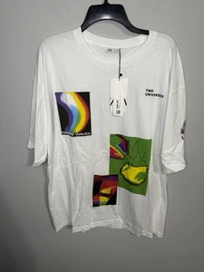 NWT Zara Mens XL Two Universes Shirt White Waves Among the Stars - Picture 1 of 3