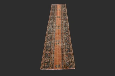 Vintage 2x9 Turkish Oushak Runner Rug Handmade Anatolian Boho Kilim ORANGE - Image 1 of 4
