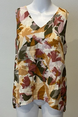 Joie 100% льняной цветочный Майка женщин M слоновой кости без рукавов старые деньги курорт богемное - Изображение 1 из 4