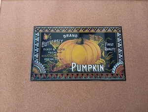 Vintage Ande Rooney’s Porcelain Sign Butterfly Brand Golden Pumpkin - Picture 1 of 6