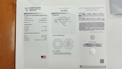 IGI Certificate 1.01ct Brilliant Round Cut Lab-created Diamond F Color  Clarity - Image 1 of 2