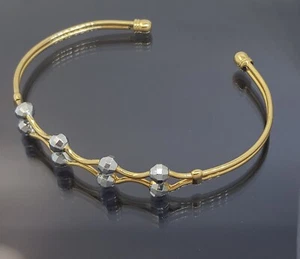 18K Gold Filled Stunning Italian Two Tone 18ct GF Open Bangle 6cm - Picture 1 of 12