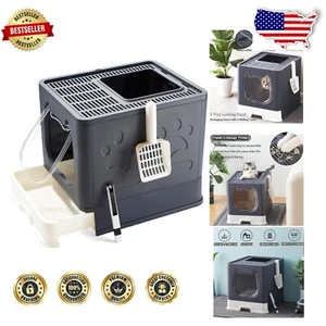 Innovative faltbare Katzentoilette mit Anti-Spritzwasser-Design - Schwarz & Stylisch - Bild 1 von 8