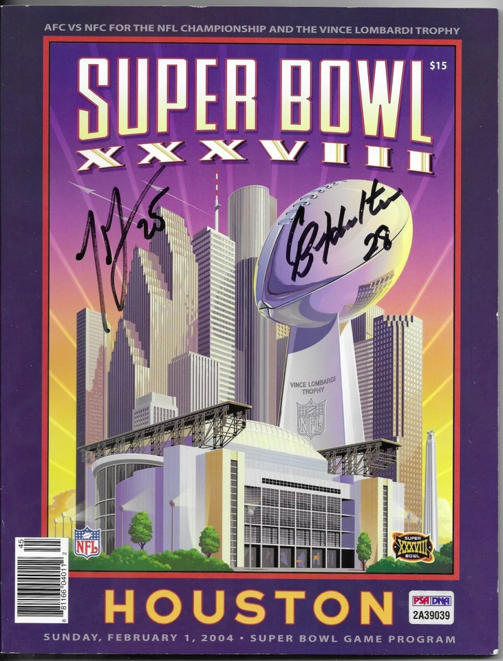 Correll Buckhalter Authentic Signed 2004 Super Bowl XXXVIII Program Eagles PSA - Image 1 of 1