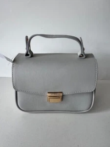 Bella Russo Faux Leather Purse Womens Small Light Gray Crossbody - Foto 1 di 11