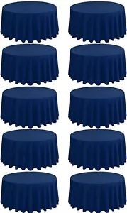 9 Pack 90" Round Polyester Fabric Tablecloths for Wedding Banquets - Navy Blue - Picture 1 of 1