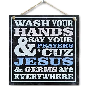 CARISPIBET Wash your hands & say your prayers home decorative bathroom signs - Picture 1 of 6