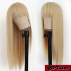 Blonde Color Hair Synthetic No Lace Wigs Women Full Bangs Natural Heat Resistant