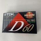 Tdk D60 High Output Blank Audio Cassette Tape Ieci Type I Sealed New
