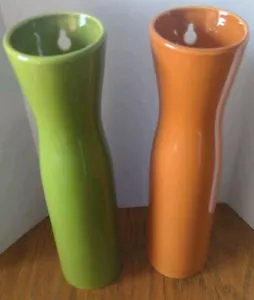 Set of 2 MCM Ceramic Wall Pocket or Tabletop Vases by Home Interiors 12" Tall - Picture 1 of 13