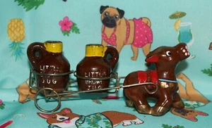 Vintage Donkey Wire Cart & Brown Jugs as Salt & Pepper Shakers - Picture 1 of 5