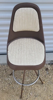Taburete giratorio de vinilo vintage marrón ComfortLine años 60-70 silla MCM de cocina Foto 1 de 4