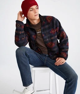 NWT Aeropostale Geometric Southwest Sherpa Fleece Full-Zip Jacket Fall Winter L - Picture 1 of 13