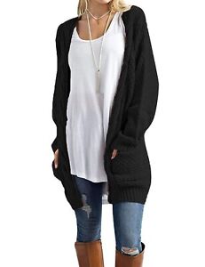 Traleubie Womens Loose Casual Long Sleeved Open Front Cardigans Sweater with