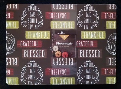 BLESSED- THANKFUL- PUNKINS TABLE  Placemats  Foam /Plastic 18"x13" set of 4 - Image 1 of 2