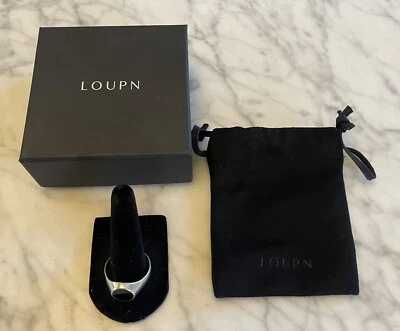 Anillo de sello ovalado de ónix de plata de ley 925 Loupn para hombre talla 12,5 Foto 1 de 4