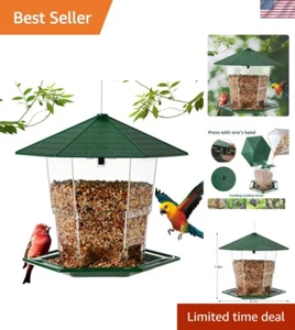 Retractable Hanging Bird Feeder with Large Seed Capacity - Durable Plastic - Picture 1 of 9