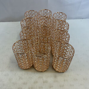 Dandat Gold Crystal Decorative Centerpiece Flower Vase Size 6 Inch 12 Pieces