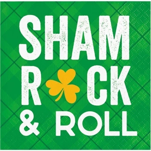 Shamrock and Roll Beverage Napkins Paper 16 Pack Tableware St.Patricks Day - Image 1 of 1