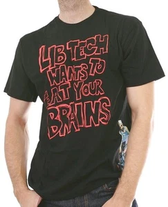 LIB TECH surf skateboard snowboard ski EAT BRAINS T-SHIRT youth SM Black New - Picture 1 of 3