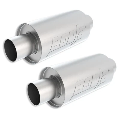 Borla S-Type Stainless Round Exhaust Mufflers 2.5" Center Inlet Outlet Set of 2 - Image 1 of 4