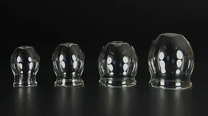 4er med. Feuer-Schröpfset 30-  60mm Schröpfglas,Schröpfgläser Lauschaer Glas - Picture 1 of 1