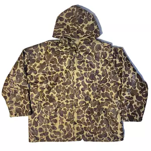 VTG Sportsmans Choice Jacket Mens XL Duck Camo Raincoat Quilt Lined Hunting HOLE - Picture 1 of 5