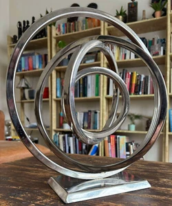 Mid Centry MCM Vintage Chrome Atomic Spiral Scuplture 12" RETRO Art Deco RARE - Picture 1 of 5