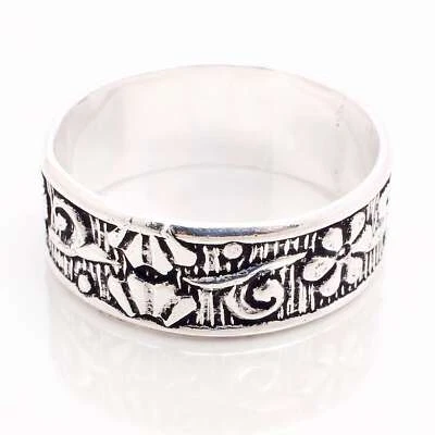 925 Placcato Argento Handmade Design Gioielli Regalo per Lei Misura Anello 8.75 - Immagine 1 di 3