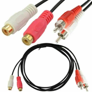 3m Audio Extension Lead 2 RCA Male to Twin Female Cable GOLD Phono AV Audio UK - Picture 1 of 4