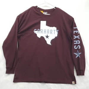 NEW Carhartt Shirt Mens XL Burgundy Texas Loose Fit Long Sleeve Crew Neck - Picture 1 of 11