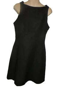 DRESS VINTAGE 80's Does 50's ~ MISS SHOP ~Black Linen Blend ~ * Size 10 * - Picture 1 of 2