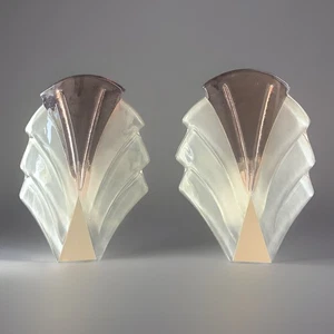 2 Appliques Coquillages Murrano Vintage 1970 Chrome, Rose Saumon , Blanc Dépoli - Picture 1 of 13