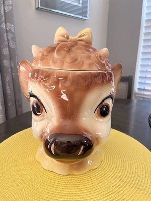 Vtg.  Metlox Bordens Beulah Old Cow Cookie Jar, Brown, White, Yellow 11.5”T/10” - Image 1 of 4