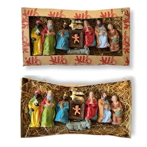 Vintage 1950s West Germany Nativity Set w/ Box – Hand-Painted Ceramic Figures - Picture 1 of 12