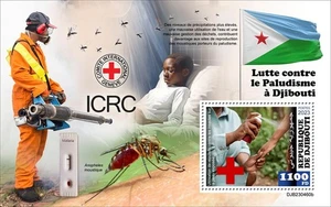 Djibouti - 2023 Malaria en Yibuti, Repelentes - Hoja de recuerdo de sello - Imagen 1 de 1