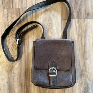 Eddie Bauer braun genarbtes Leder Crossbody Feld Reisetasche Handtasche zweiseitig - Bild 1 von 10