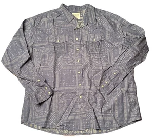 Camisa Ariat Para Hombre Talla XXL Azul PERLA A PRESIÓN Cuadros Ajuste Retro Botones Occidental - Imagen 1 de 5