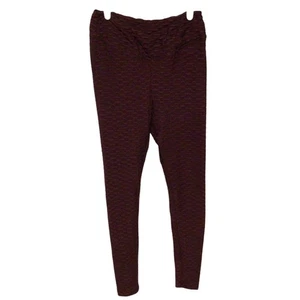 Justify Damen Burgunderrot & Schwarz Strukturiert Stretch Leggings Größe Medium - Bild 1 von 3