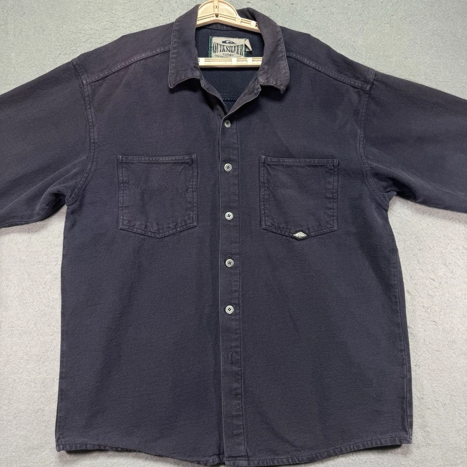 Camisa Denim Quicksilver Agua Salada Adulto Extra Grande Azul Marino Manga Larga Surf Foto 1 de 4