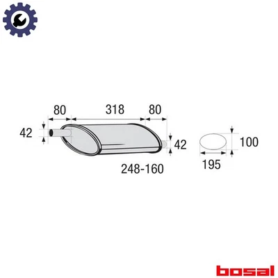 CENTRE MUFFLER UNIVERSAL 248-160 - Image 1 of 4