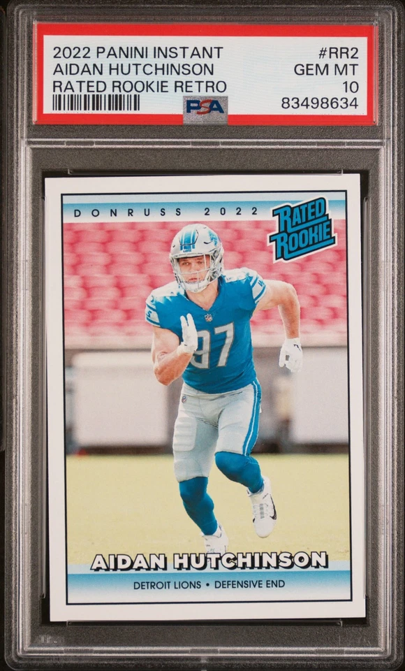2022 Panini Instant #RR2 Aidan Hutchinson Rated Rookie Retro PSA 10 Gem Lions - Image 1 of 2