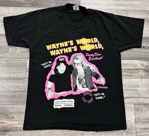 Vintage Waynes World Film Shirt Herren Large 1991 SNL Promo Party auf Garth schwarz - Bild 1 von 9